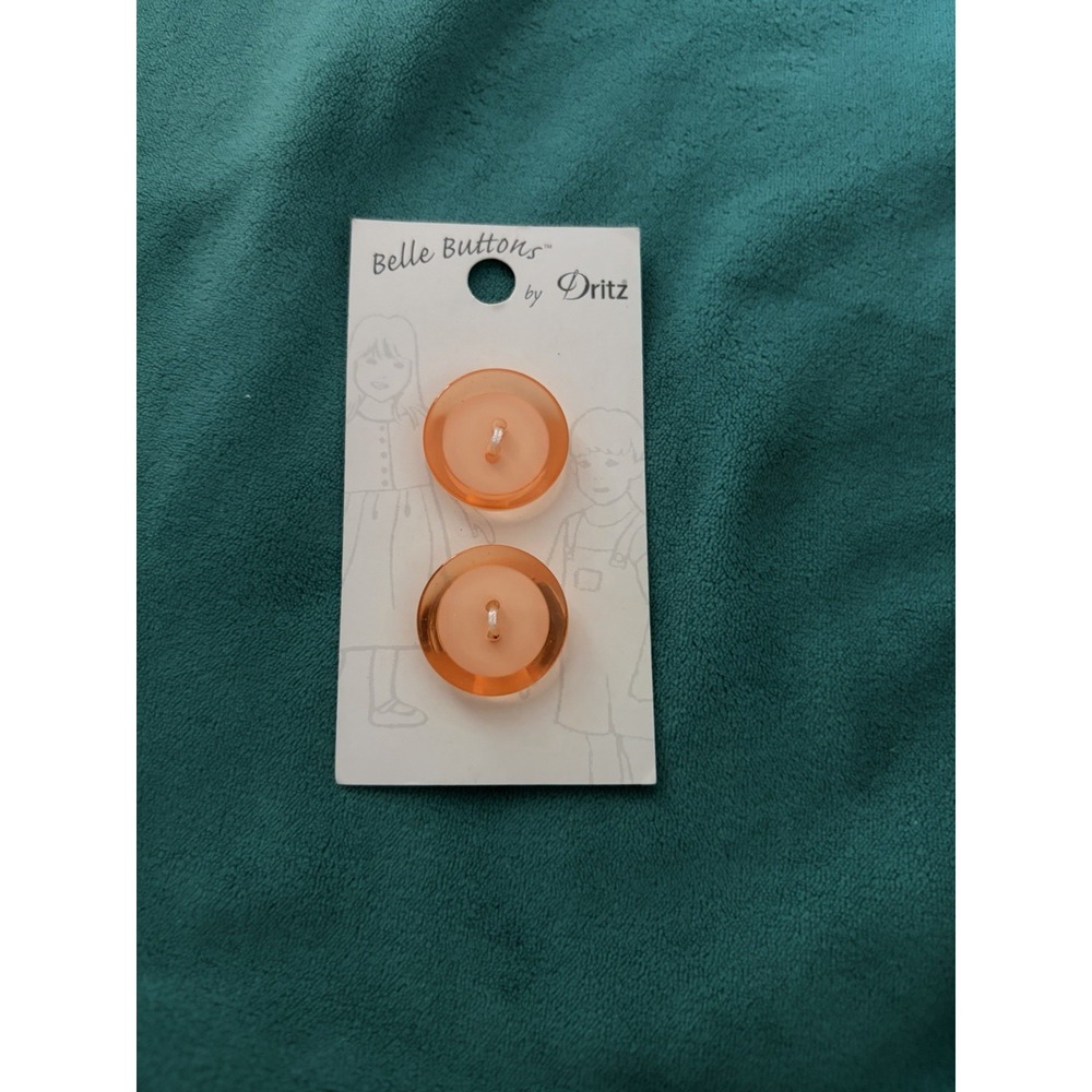 BELLE BUTTONS BY DRITZ Orange Peach PLASTIC 2-HOLE BUTTONS 7/8"